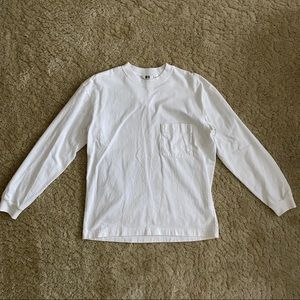 Uniqlo Men’s Long Sleeve White T-Shirt Size Small